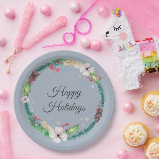 Boho Holiday Wreath Papieren Bordje (Feest)