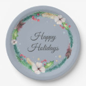  Boho Holiday Wreath Papieren Bordje (Voorkant)