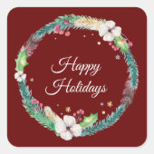  Boho Holiday Wreath Vierkante Sticker (Voorkant)