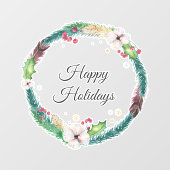  Boho Holiday Wreator  Raamsticker (Vel)