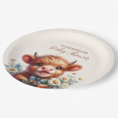 Boho Holy Koe Highland Koe Baby shower Papieren Bordje (Gekanteld)