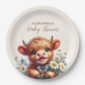 Boho Holy Koe Highland Koe Baby shower Papieren Bordje (Voorkant)