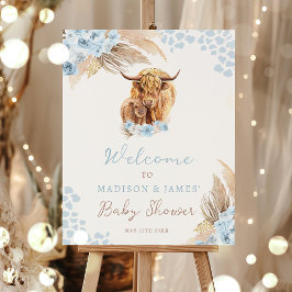 Boho Holy Koe Pampas Grass Boy Baby shower Welkom Poster