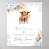 Boho Holy Koe Pampas Grass Boy Baby shower Welkom Poster (Voorkant)