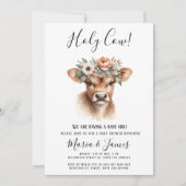 Boho Holy Koe Waterverf Baby shower Kaart (Voorkant)