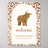 Boho Holy Koe Western Baby shower Welkom Poster (Voorkant)