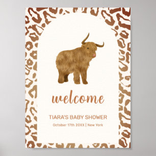 Boho Holy Koe Western Baby shower Welkom Poster
