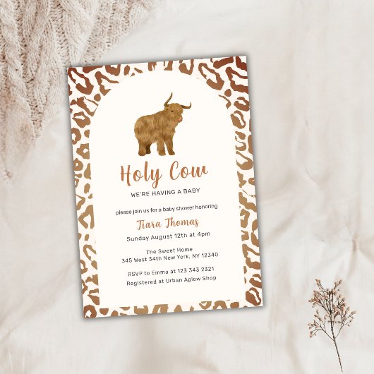 Boho Holy Koe Western Highland Koe Baby shower Kaart