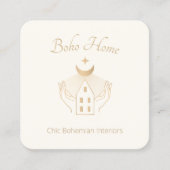 Boho Home Maan in Handen I Vierkante Visitekaartje (Voorkant)