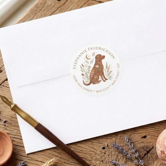 Boho-hondadreslabels – Cadeau voor hondenmoeder Ronde Sticker