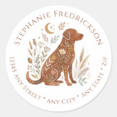 Boho-hondadreslabels – Cadeau voor hondenmoeder Ronde Sticker (Voorkant)