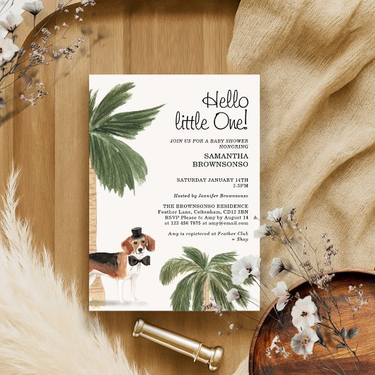 Boho Hondenjongen Baby Shower Rustieke Beagle Kaart