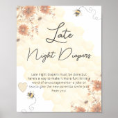 Boho Honey Baby shower Late Night Luiers Poster (Voorkant)