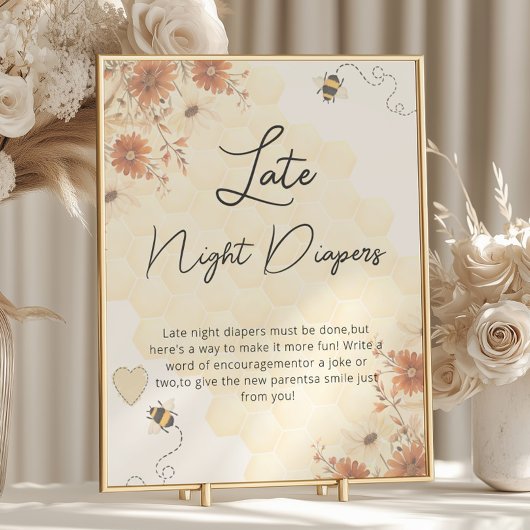 Boho Honey Baby shower Late Night Luiers Poster