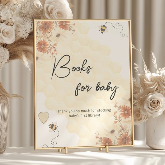 Boho Honey Bee Baby shower Boeken voor Baby Poster