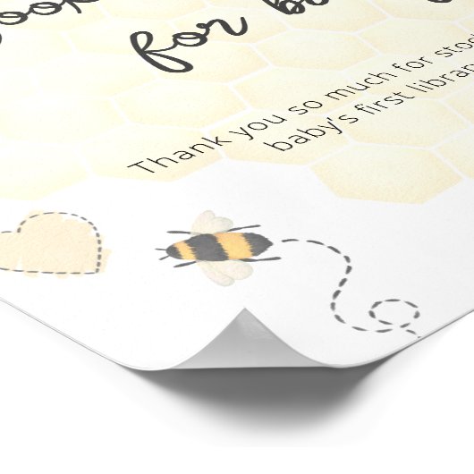 Boho Honey Bee Baby shower Boeken voor Baby Poster (Hoek)