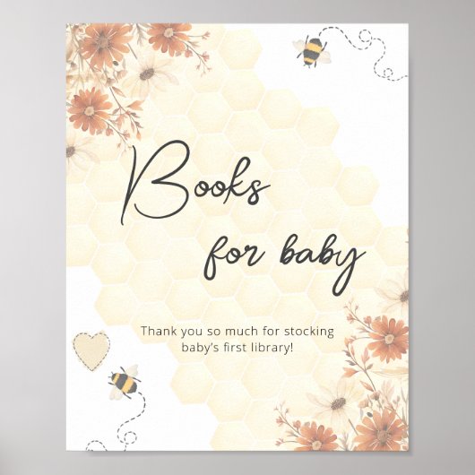 Boho Honey Bee Baby shower Boeken voor Baby Poster (Voorkant)