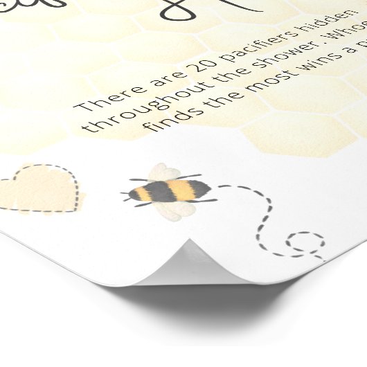 Boho Honey Bee Baby shower Pacifier Hunt Poster (Hoek)