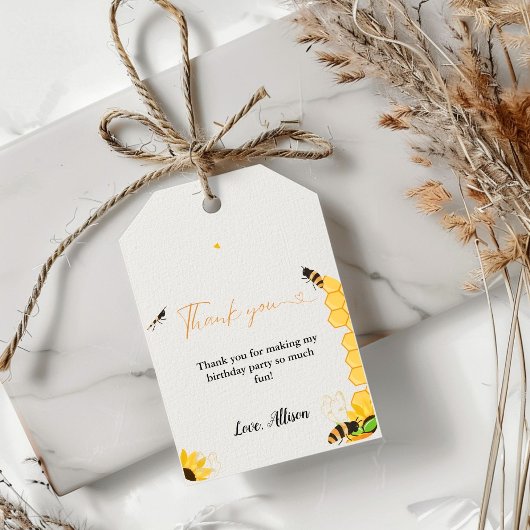 Boho Honey bijenthema dank u verjaardag Cadeaulabel