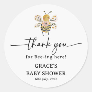 Boho HoneyBee Baby Shower Bedankt Ronde Sticker