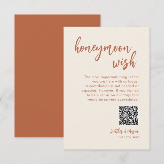 Boho Honeymoon Wens QR Wishing Well Bijgevoegde Ka Informatiekaartje (Voorkant / Achterkant)