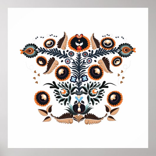 Boho Hongaars Volksmotief  Poster (Voorkant)
