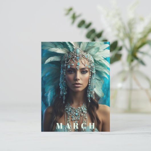 *~* Boho Hoofdadres MAART AP53 AQUAMARIJN Briefkaart (Staand voorkant)