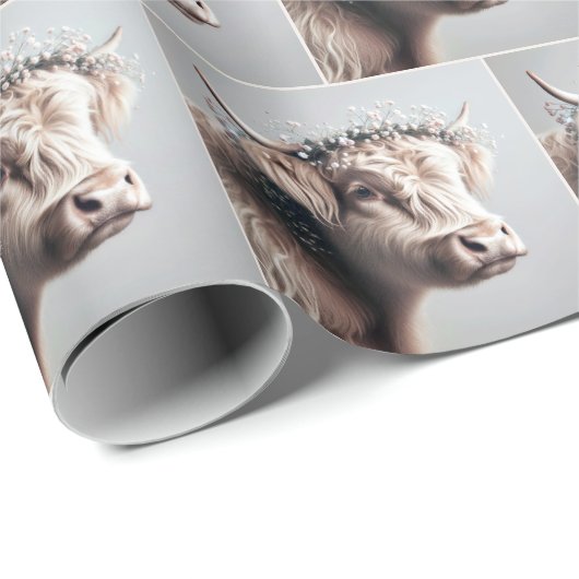 Boho Hoogland Koe Baby's Breath Kroon Cadeaupapier (Rol Hoek)