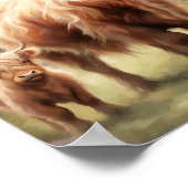 Boho hoogland koe kunst print, hoogland koe decor poster (Hoek)