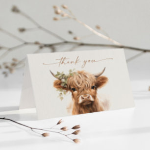 Boho Hoogland Koe Neutrale Couples Baby Shower Bedankkaart