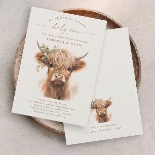Boho Hoogland Koe Neutrale Couples Baby Shower Kaart