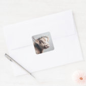 Boho-hooglandkoe met baby's adem-krans vierkante sticker (Envelop)