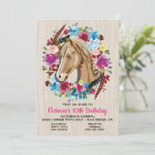 Boho Horse Birthday Party Invitation Kaart (Staand voorkant)