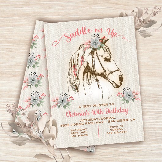Boho Horse Birthday Party Invitation Kaart