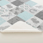 BoHo Horse Sherpa Blanket - Aqua/Gray Sherpa Deken (3/4)