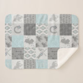 BoHo Horse Sherpa Blanket - Aqua/Gray Sherpa Deken (Voorkant (horizontaal))