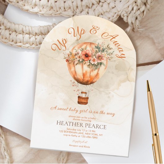 Boho Hot Air Balloon Baby shower op en af Kaart
