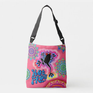 Boho Hot Frog Surf psychedelische Canvas tas rood.