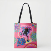 Boho Hot Frog Surf psychedelische Canvas tas roze. (Voorkant)
