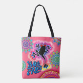 Boho Hot Frog Surf psychedelische Canvas tas roze. (Achterkant)
