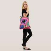 Boho Hot Frog Surf psychedelische Canvas tas roze. (Op model)