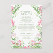 Boho Hot Roze Bloemen Krans Tuin Bruiloft Details Informatiekaartje (Voorkant)