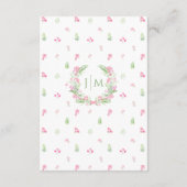 Boho Hot Roze Bloemen Krans Tuin Bruiloft Details Informatiekaartje (Achterkant)