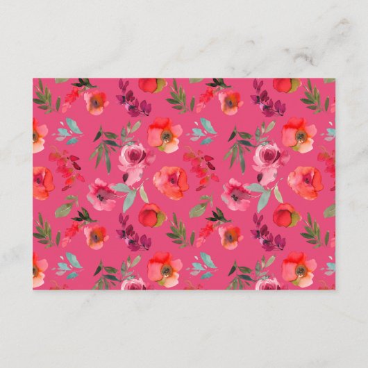 Boho Hot Roze Sinaasappel Bloemen Bruiloft QR Code Informatiekaartje (Achterkant)