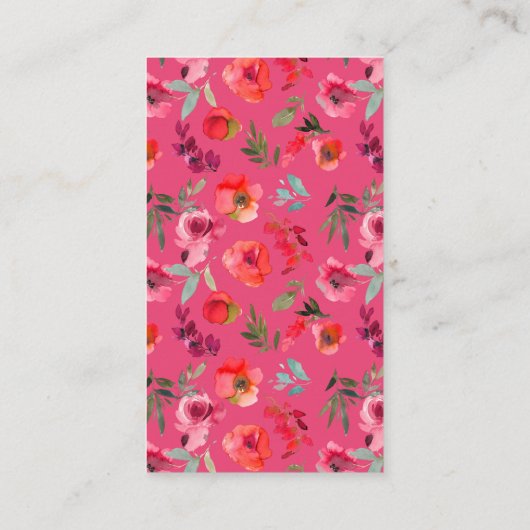 Boho Hot Roze Sinaasappel Bloemen Bruiloft Wishing Informatiekaartje (Achterkant)