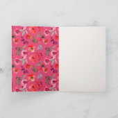Boho Hot Roze Sinaasappel Waterverf Bloemen Bruilo Bedankkaart (Binnen)