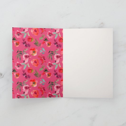 Boho Hot Roze Sinaasappel Waterverf Bloemen Bruilo Bedankkaart (Binnen)