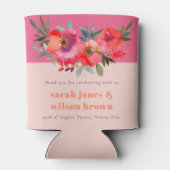 Boho Hot Roze Sinaasappel Waterverf Bloemen Bruilo Blikjeskoeler (Achterkant)