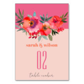 Boho Hot Roze Sinaasappel Waterverf Bloemen Bruilo Kaart (Voorkant)