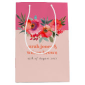 Boho Hot Roze Sinaasappel Waterverf Bloemen Bruilo Medium Cadeauzakje (Voorkant)